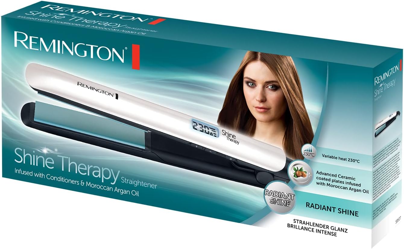 Remington Plancha de Pelo Shine Therapy, Aceite de Argán