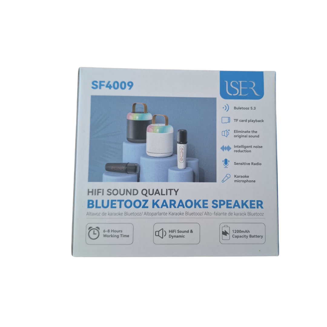 Mini Karaoke altavoz Bluetooz en color blanco