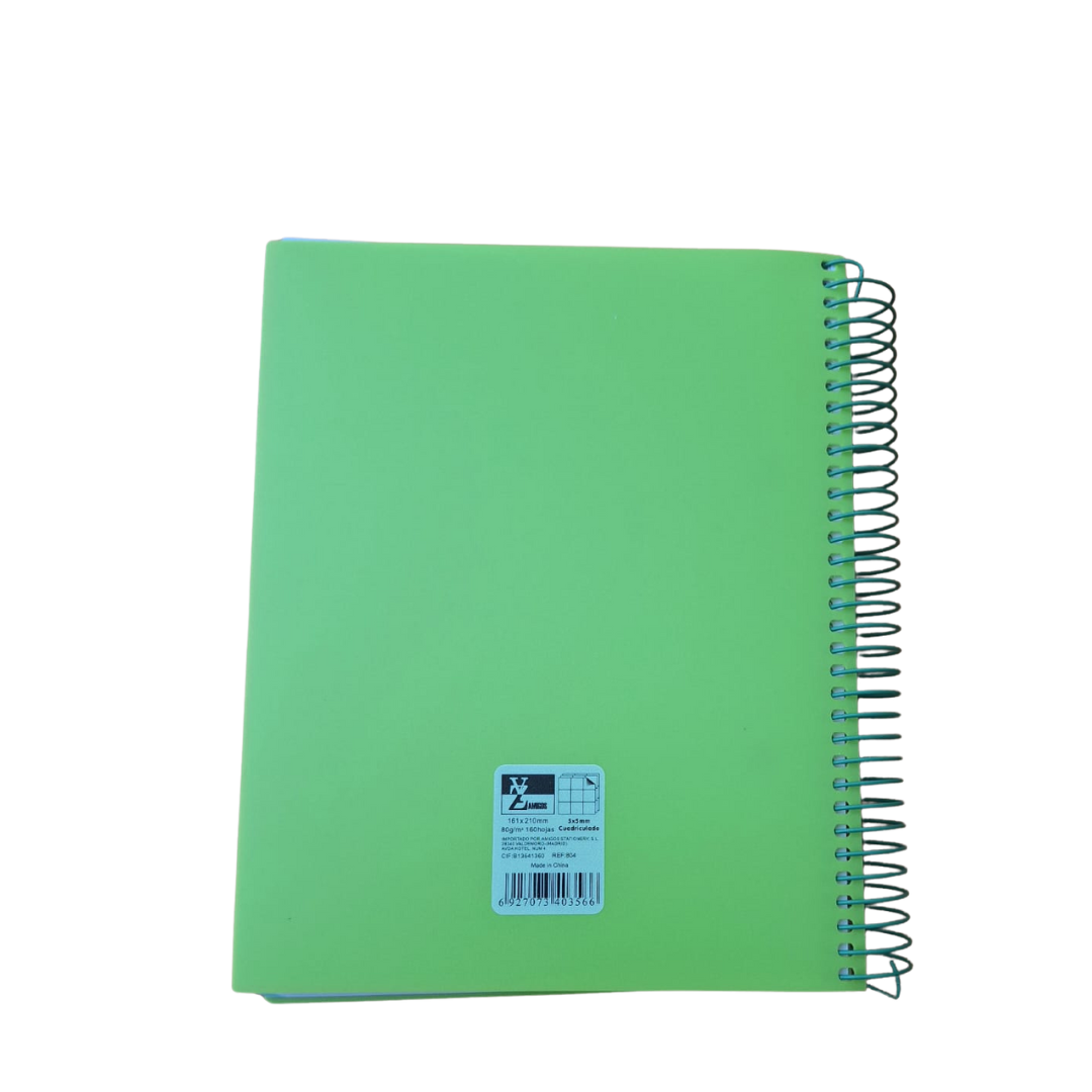 Cuaderno A5 160H T/Blanda cuadricula en color verde