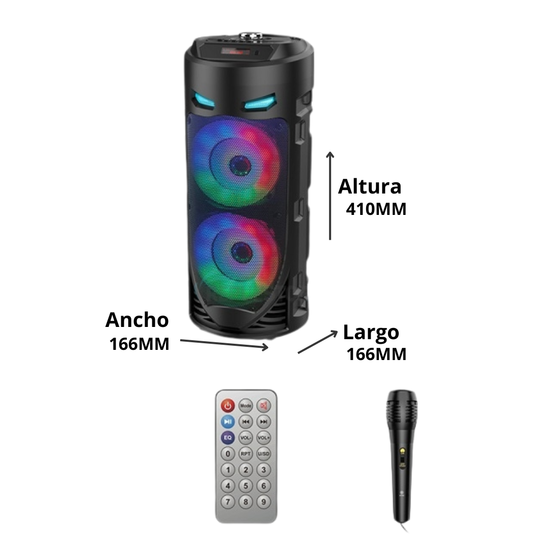 Altavoz TWS Bluetooz Speaker con luces led en color negro